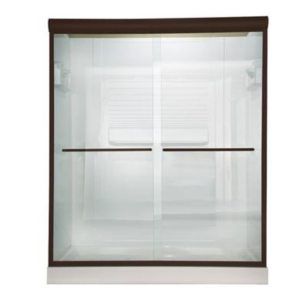 Euro 60 Inch W x 70 Inch H Frameless Bypass Shower Door in Oil-Rubbed Bronze Finish with Clear Glass