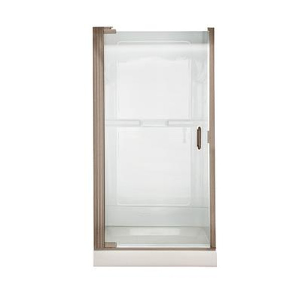 Euro 36.0625 Inch W x 65.5625 Inch H Frameless Continueous Hinge Pivot Shower Door in Brushed Nickel with Clear Glass