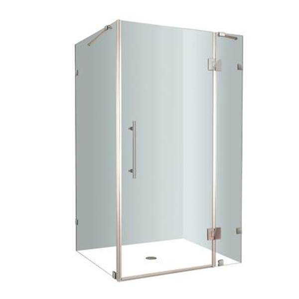 Avalux 48 In. x 32 In. x 72 In. Completely Frameless Shower Enclosure in Stainless Steel