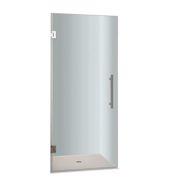 Cascadia 29 In. x 72 In. Completely Frameless Hinged Shower Door in Stainless Steel