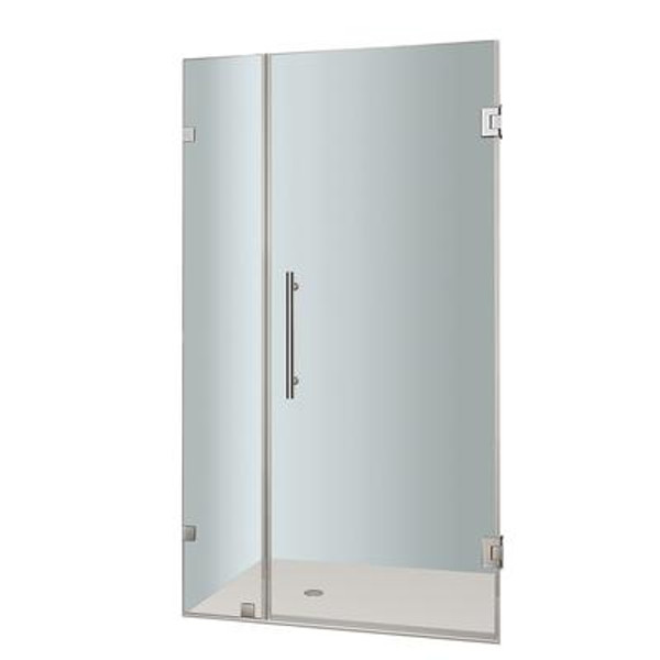 Nautis 34 In. x 72 In. Completely Frameless Hinged Shower Door in Chrome