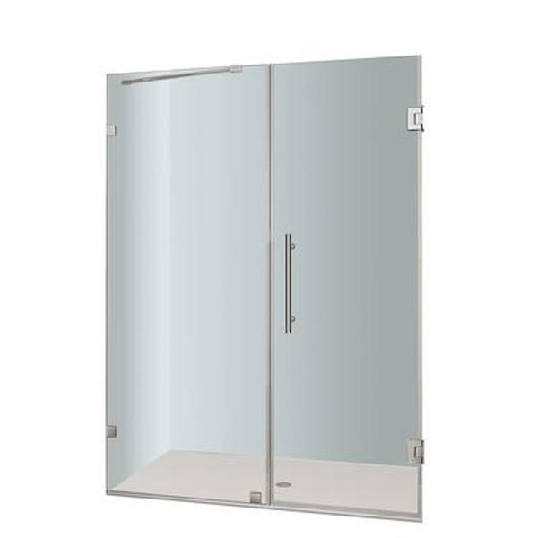 Nautis 55 In. x 72 In. Completely Frameless Hinged Shower Door in Chrome