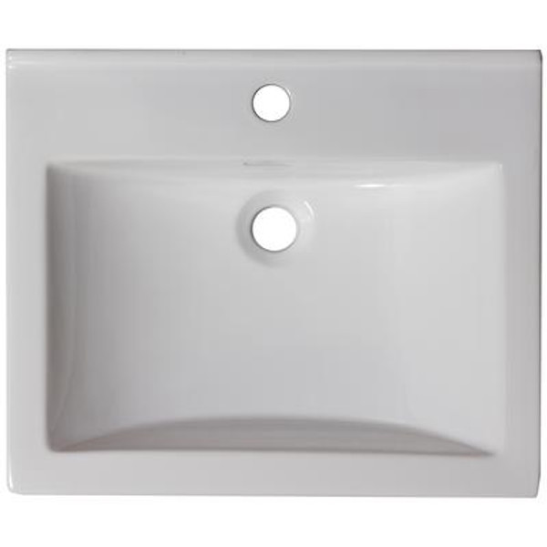 21 In. W x 18.5 In. D Ceramic Top in White Color for Single Hole Faucet - Brushed Nickel