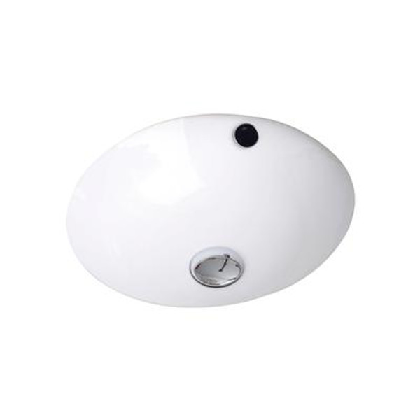 16 In. W X 16 In. D Round Undermount Sink In White Color With Enamel Glaze Finish - Brushed Nickel