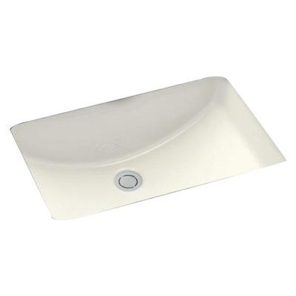 19 In. W X 14 In. D Rectangle Undermount Sink In Biscuit Color With Enamel Glaze Finish - Brushed Nickel