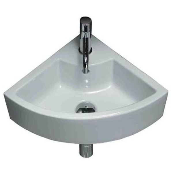 19 In. W X 19 In. D Wall Mount Round Vessel In White Color For Single Hole Faucet - Chrome