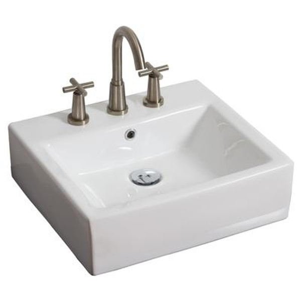 20 In. W X 18 In. D Above Counter Rectangle Vessel In White Color For 8 In. O.C. Faucet - Brushed Nickel