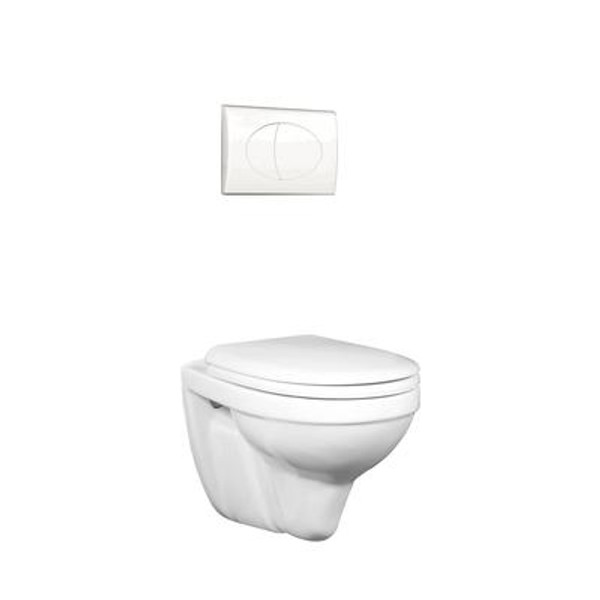 Wall Hung Two Piece 1.6 Gal. Dual Flush Round Bowl Toilet with Chrome Activator