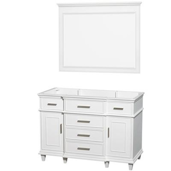 Berkeley 48 In. Vanity Cabinet with Mirror in White