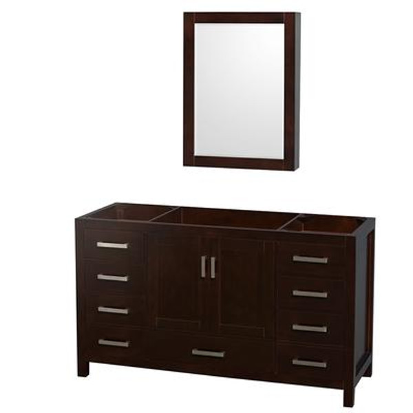 Sheffield 59 In. Vanity Cabinet with Medicine Cabinet in Espresso