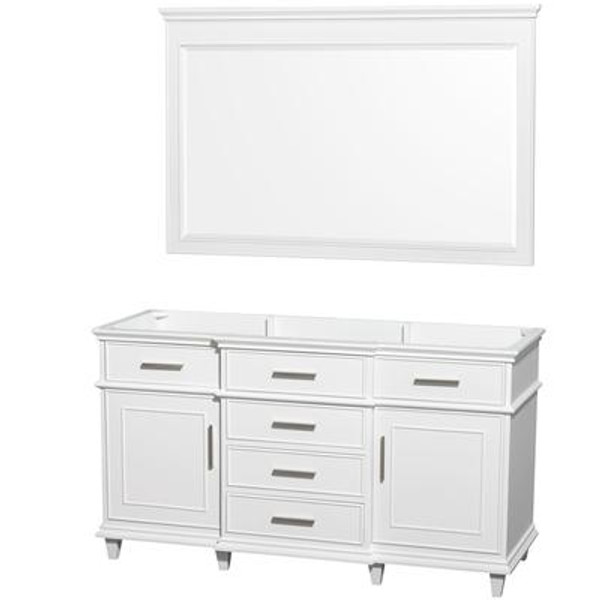 Berkeley 60 In. Vanity Cabinet with Mirror in White