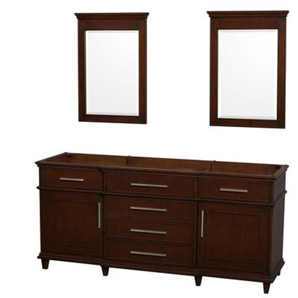 Berkeley 72 In. Vanity Cabinet with Mirror in Dark Chestnut