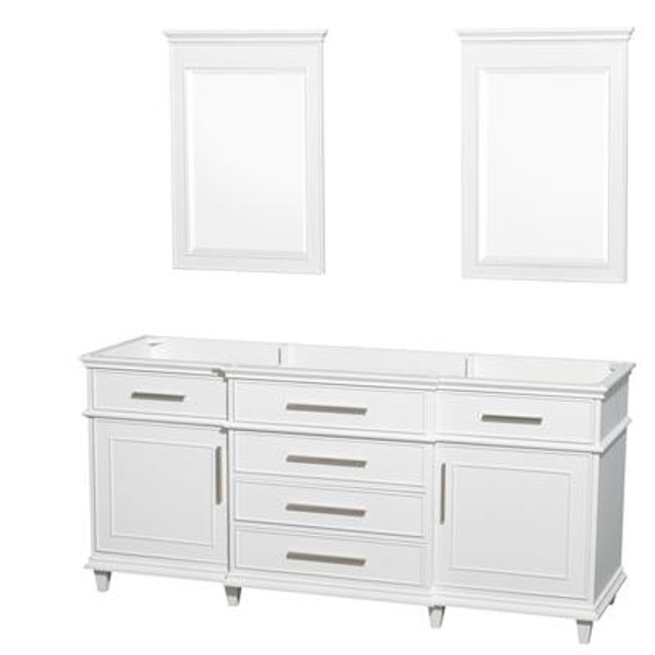 Berkeley 72 In. Vanity Cabinet with Mirror in White