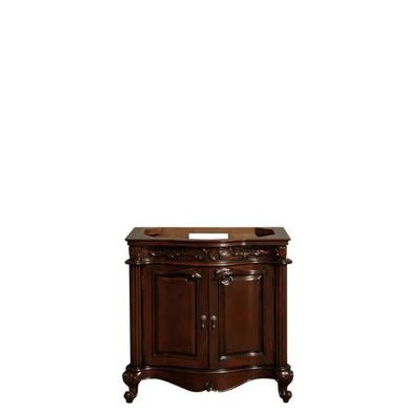 Edinburgh 36 In. Single Vanity in Cherry and No Top and No Sink and No Mirror