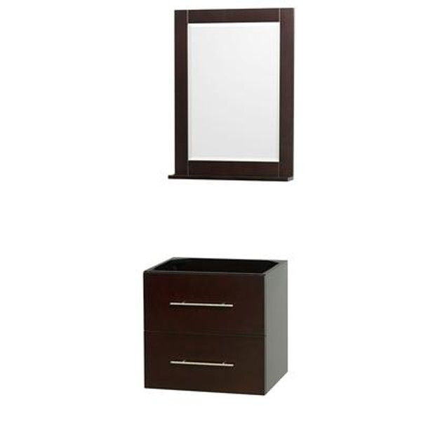 Centra 24 In. Single Vanity in Espresso and No Top and No Sink and 24 In. Mirror