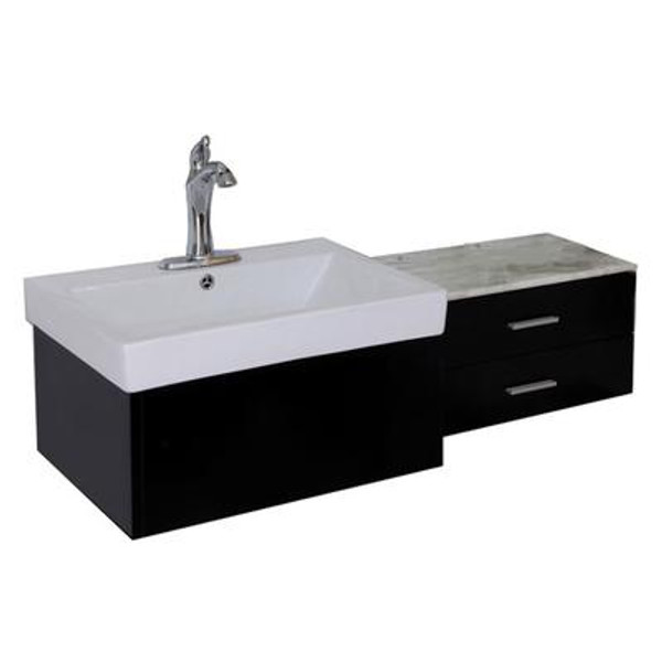 Minsk 46 In. Single Vanity in Black with Ceramic Vanity Top in White