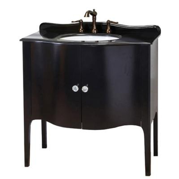 Pallazo 36-6/10 In. W X 36 In. H Vanity in Black with Granite Vanity Top in Black