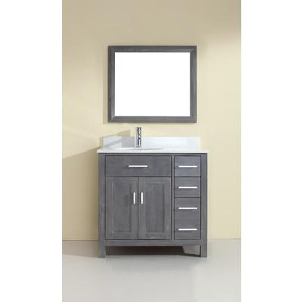 Kalize 36 French Gray Vanity Ensemble with Mirror and Faucet