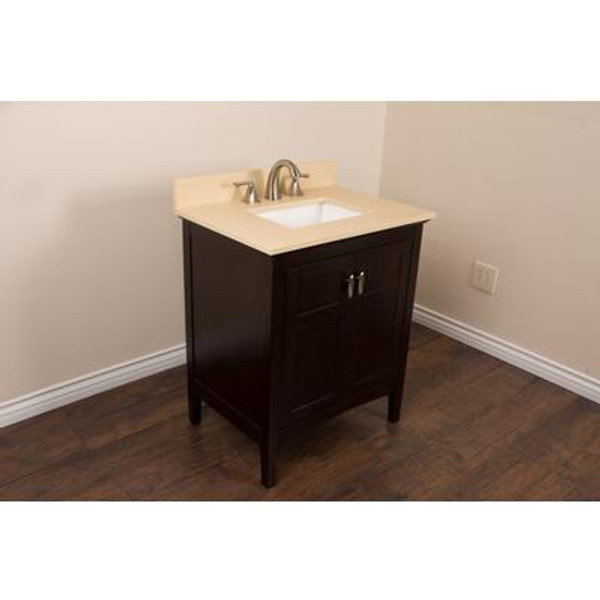 30 In. Single Sink Vanity in Sable Walnut with Quartz Top in Cream