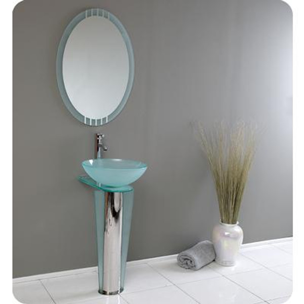 Vitale Modern Glass Bathroom Vanity With Mirror