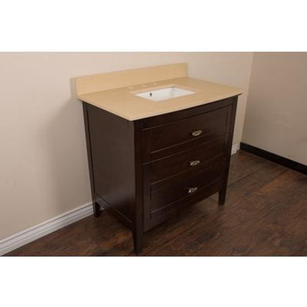 36 In. Single Sink Vanity in Sable Walnut with Quartz Top in Cream