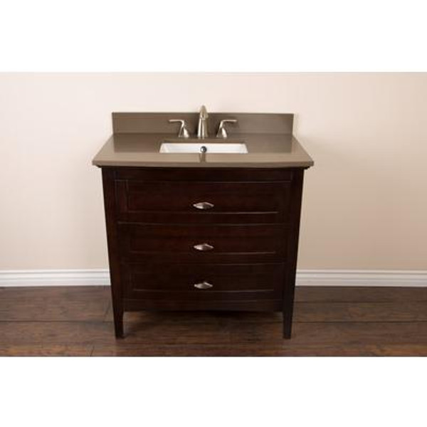 36 In. Single Sink Vanity in Sable Walnut with Quartz Top In Taupe