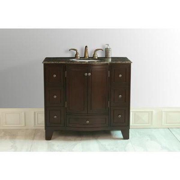 40 Inches Grand Cheswick Single Sink Vanity with Baltic Brown Granite Top (Faucet not included)