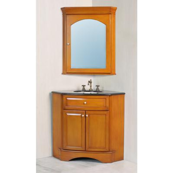 28 Inches Marcia Single Sink Vanity with Black Galaxy Granite Top and Mirror (Faucet not included)