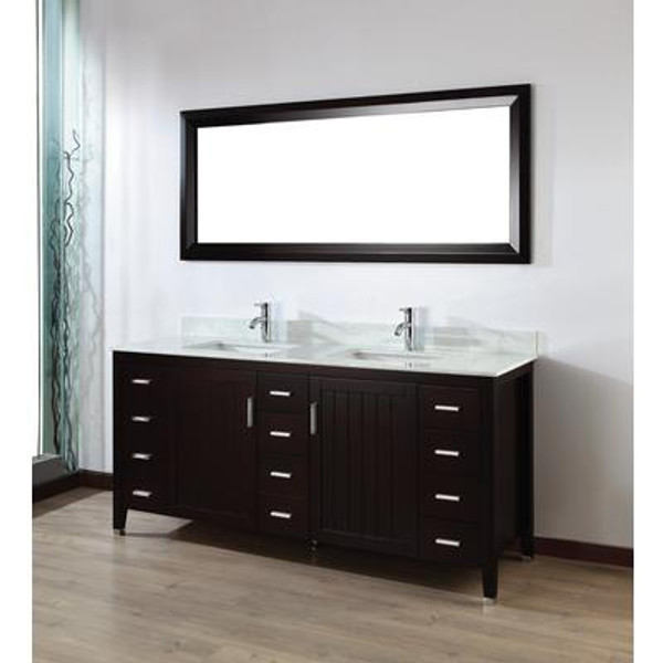 Jackie 72 Chai Vanity Ensemble with Mirror and Faucets