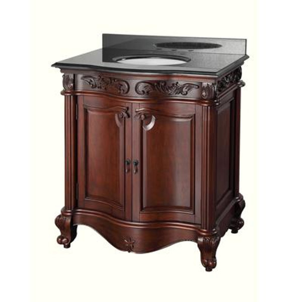 Estates Rich Mahogany  30 inches Vanity Combo with Black Granite Top