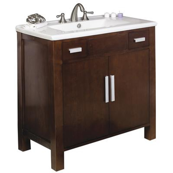 36 Inch W x 20 Inch D Vanity Set with Biscuit Ceramic Top for 4 Inch o.c. Faucet in Cherry