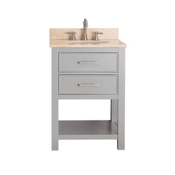 Brooks 24 In. Vanity in Chilled Gray with Marble Vanity Top in Gala Beige