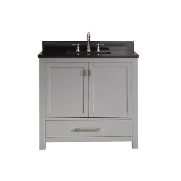 Modero 36 In. Vanity in Chilled Gray with Granite Vanity Top in Black