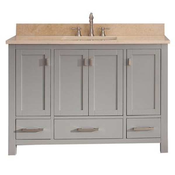 Modero 48 In. Vanity in Chilled Gray with Marble Vanity Top in Gala Beige