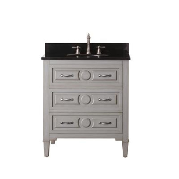 Kelly 30 In. Vanity in Grayish Blue with Granite Vanity Top in Black