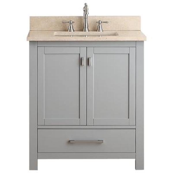 Modero 30 In. Vanity in Chilled Gray with Marble Vanity Top in Gala Beige