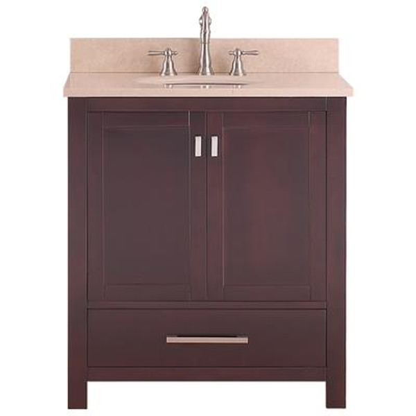 Modero 30 In. Vanity in Espresso with Marble Vanity Top in Gala Beige