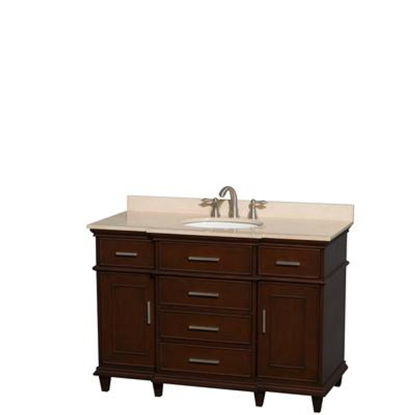 Berkeley 48 In. Vanity in Dark Chestnut with Marble Vanity Top in Ivory and Oval Sink