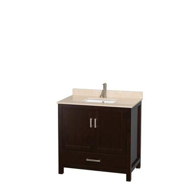 Sheffield 36 In. Vanity in Espresso with Marble Vanity Top in Ivory