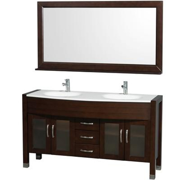 Daytona 60 In. Vanity in Espresso with Man-Made Stone Vanity Top in White