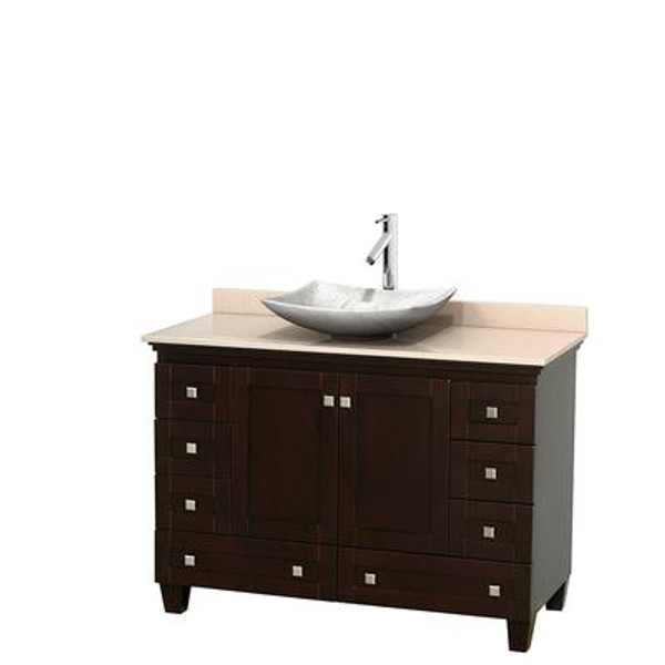 Acclaim 48 In. Single Vanity in Espresso with Top in Ivory with White Carrara Sink and No Mirror
