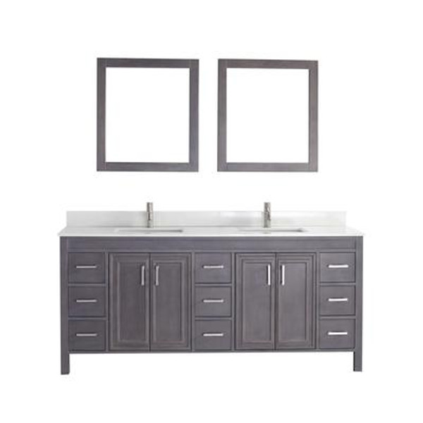 Corniche 75 French Gray Vanity Ensemble with Mirror and Faucet