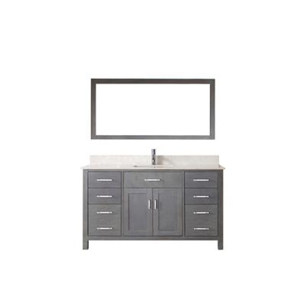 Kalize 60 French Gray / Solid Surface Carrera Ensemble with Mirror and Faucet