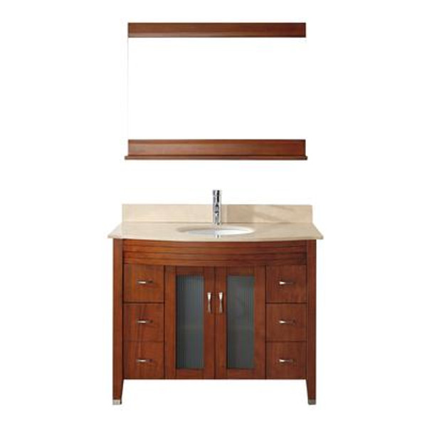 Alba 42 Classic Cherry / Beige Vanity Ensemble with Mirror and Faucet