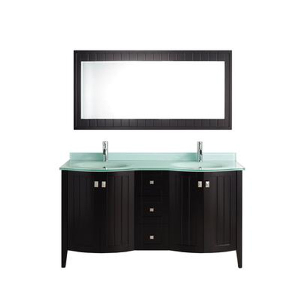 Bridgeport 60 Espresso / Glass Vanity Ensemble with Mirror and Faucet