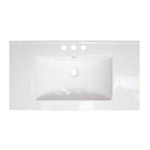 36 Inch W x 18 Inch D White Ceramic Top with 8 Inch o.c. Faucet Drilling