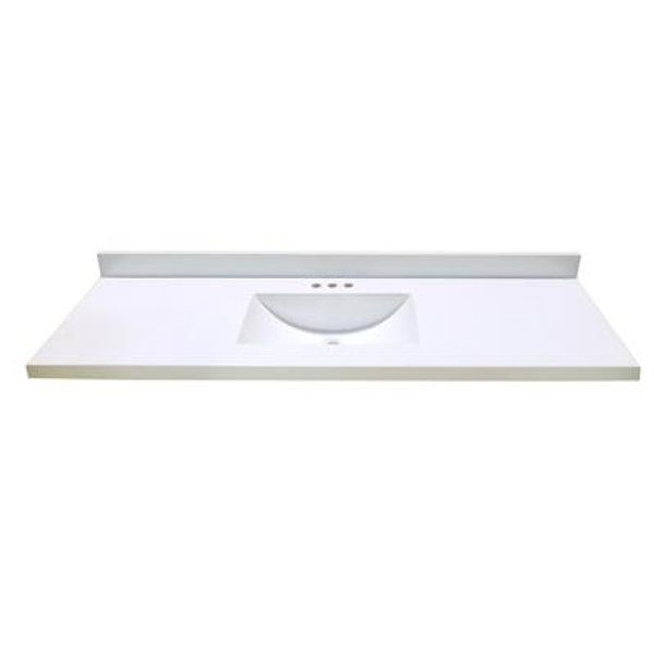 61 In. W x 22 In. D White Vanity Top with Wave Bowl