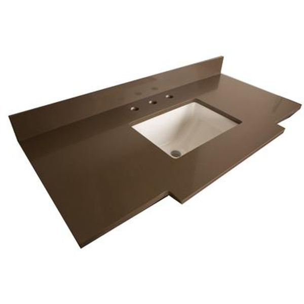 45 In. Taupe Quartz Counter Top with Rectangular Sink