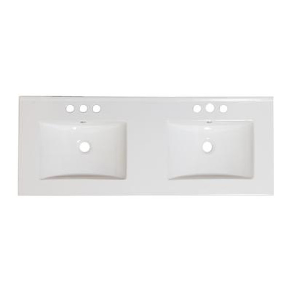 60 In. W X 18.5 In. D Ceramic Top In White Color For 4 In. O.C. Faucet - Chrome