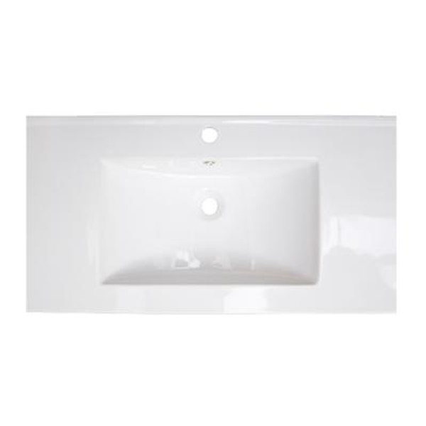 31 In. W X 22 In. D Ceramic Top In White Color For Single Hole Faucet - Brushed Nickel